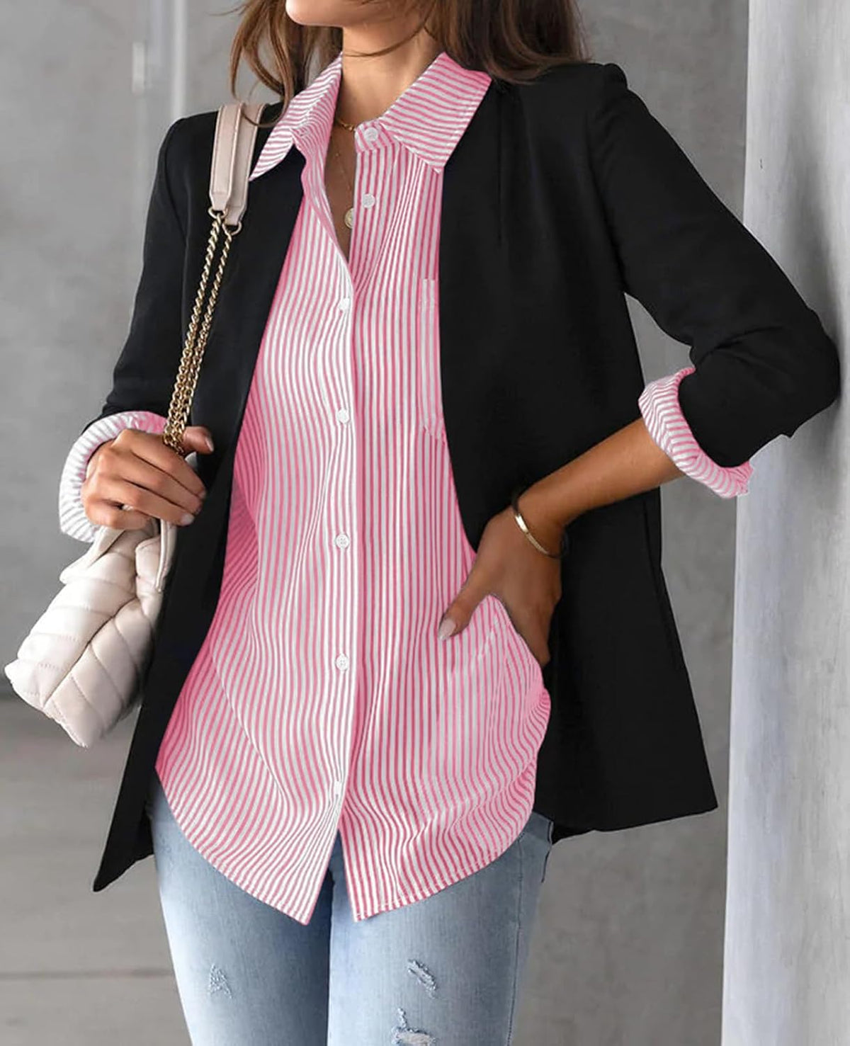 Gunnlilja | Stribet Knappet Bluse