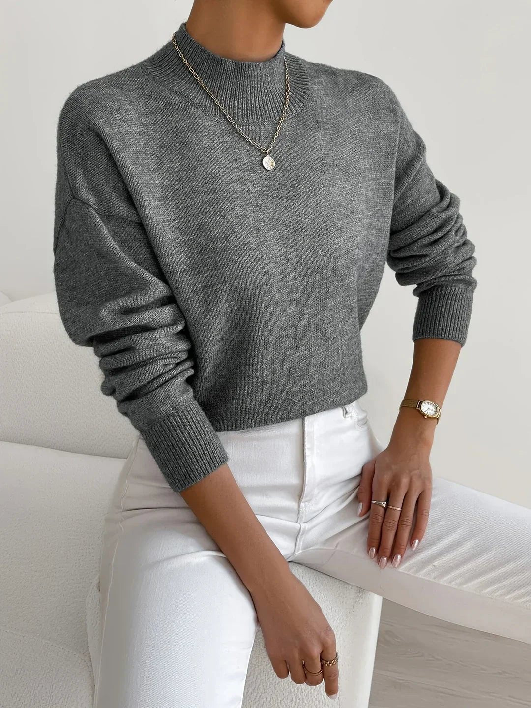 Gunnlaug | Afslappet Sweater med Høj Hals