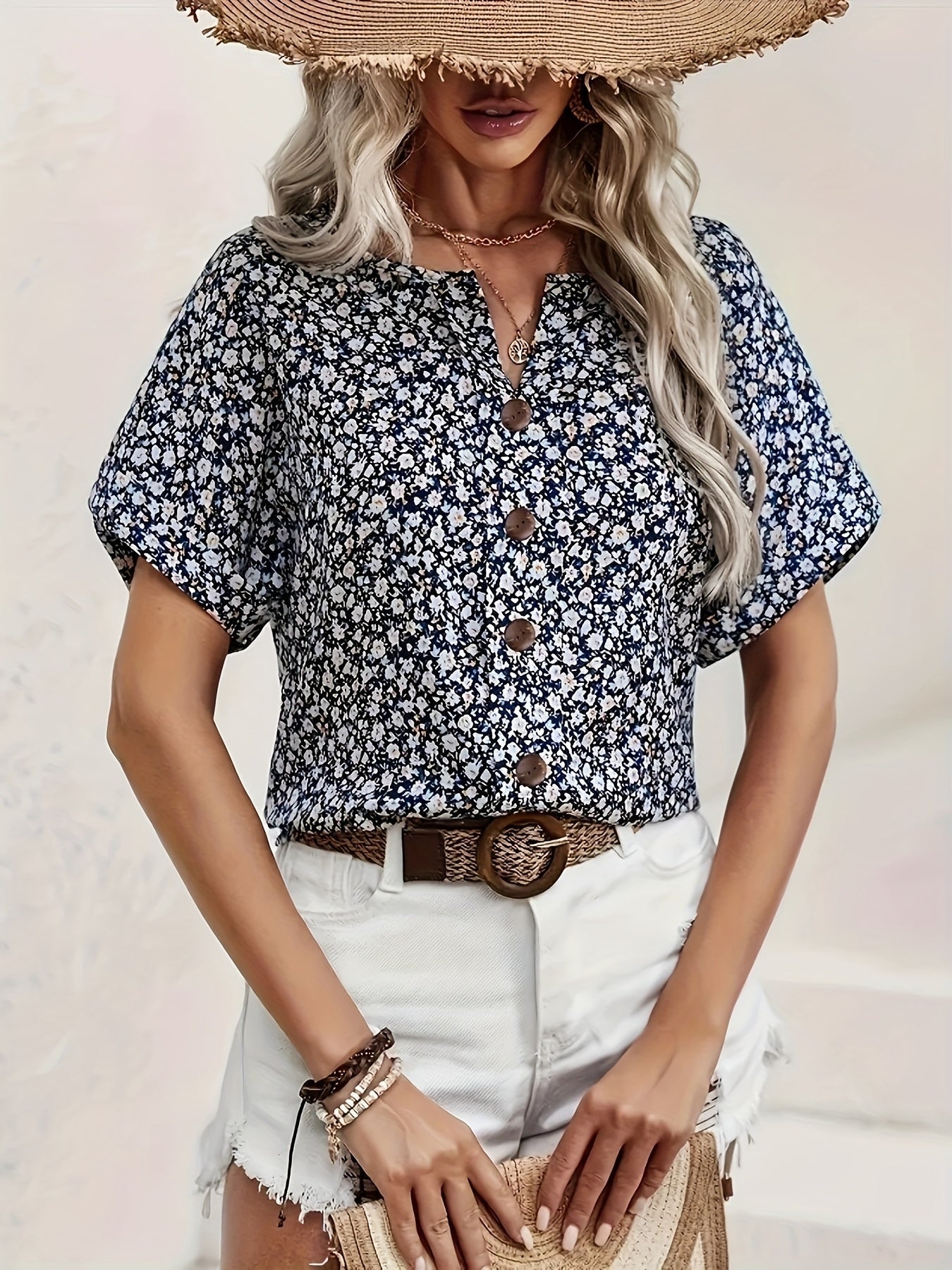 Asta | Floral Knapbluse
