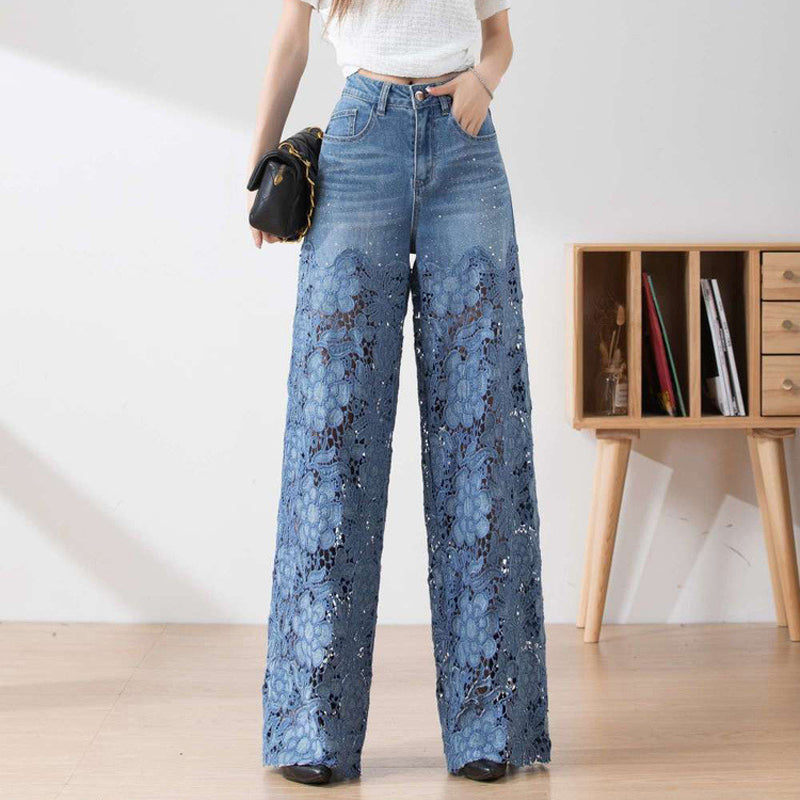 Hilja | Højtaljede patchwork-stil jeans