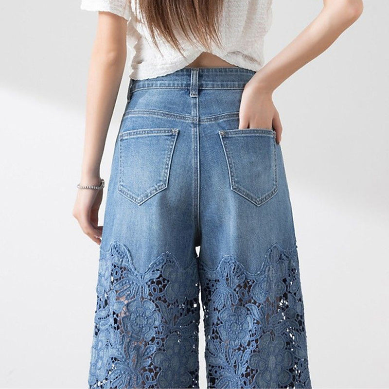 Hilja | Højtaljede patchwork-stil jeans