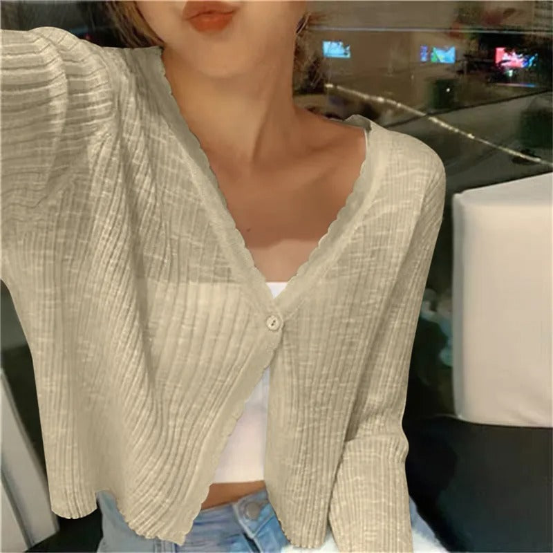Unnur | Ribstrik Cardigan med Knapper