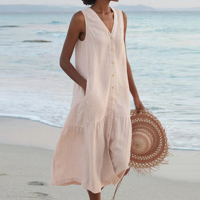 Maria | Off-shoulder midikjole med knap