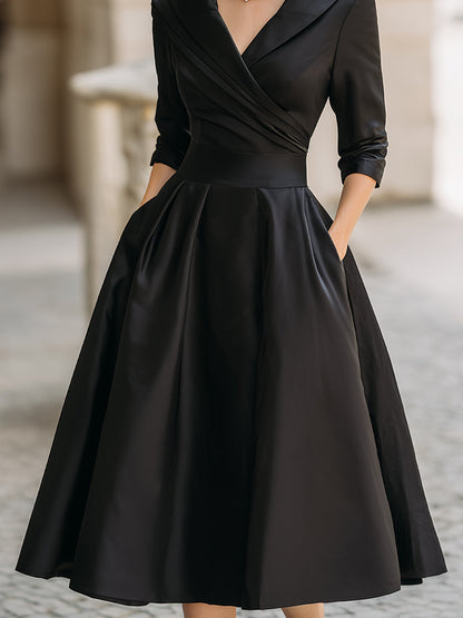 Thyra | Elegant Midikjole med Sjalskrave