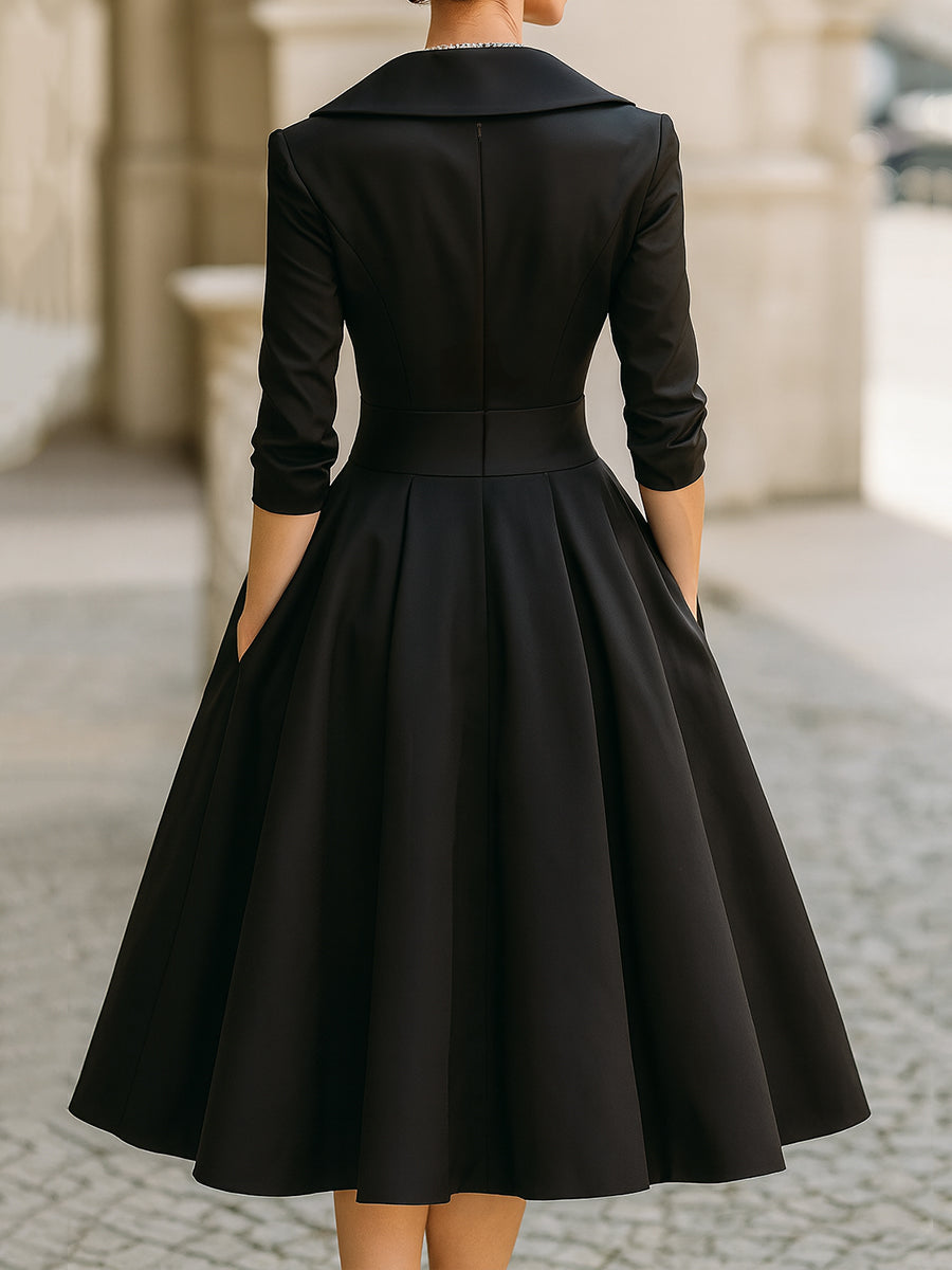 Thyra | Elegant Midikjole med Sjalskrave