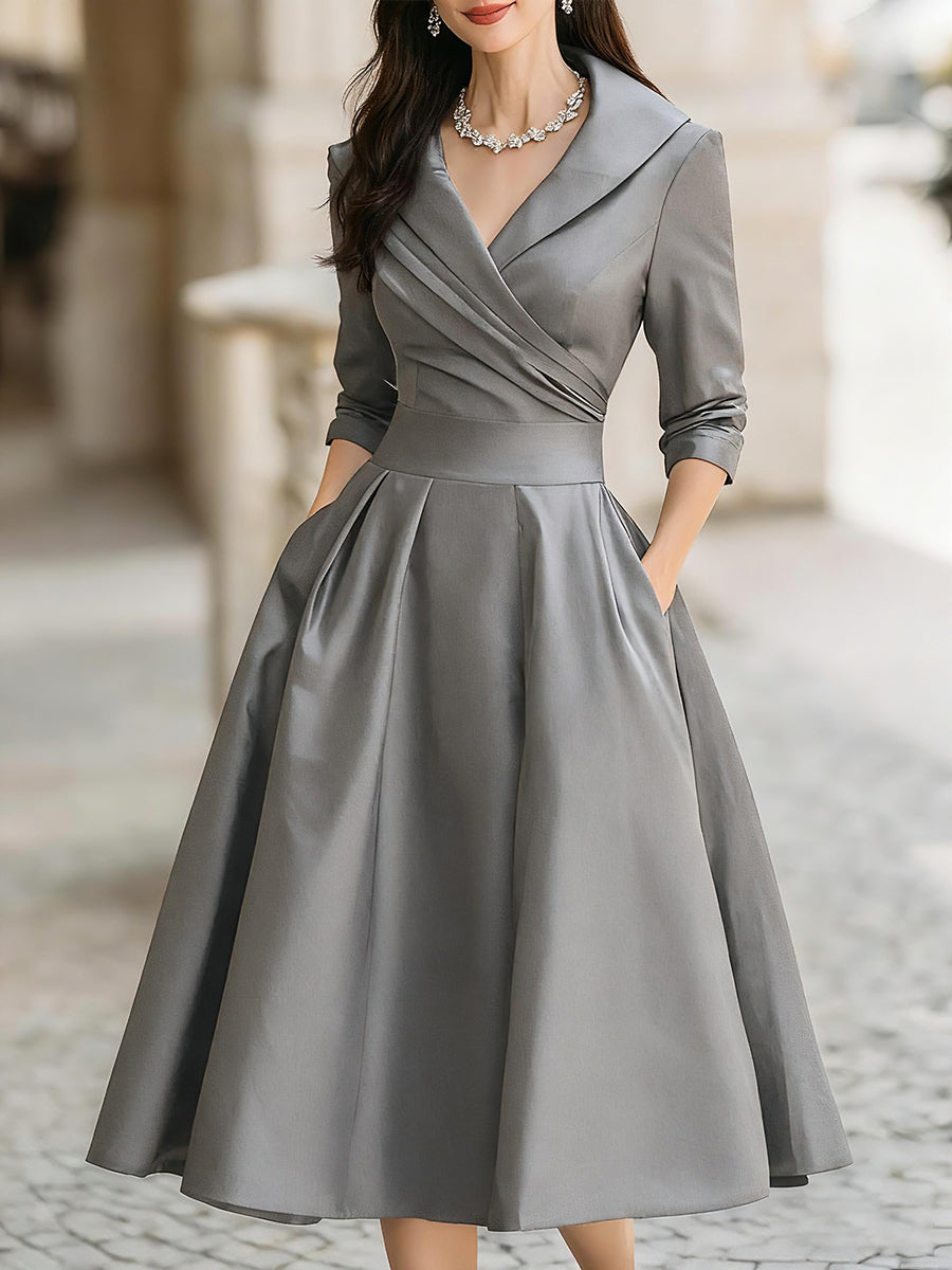 Thyra | Elegant Midikjole med Sjalskrave
