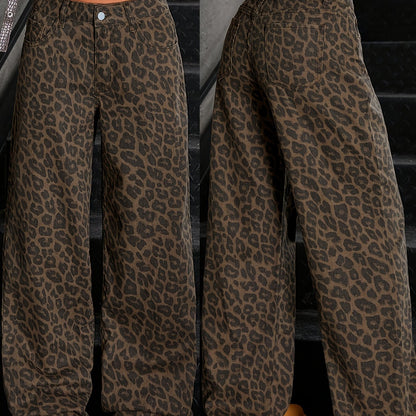 Vibse | Jeans med Leopardprint og Høj Talje