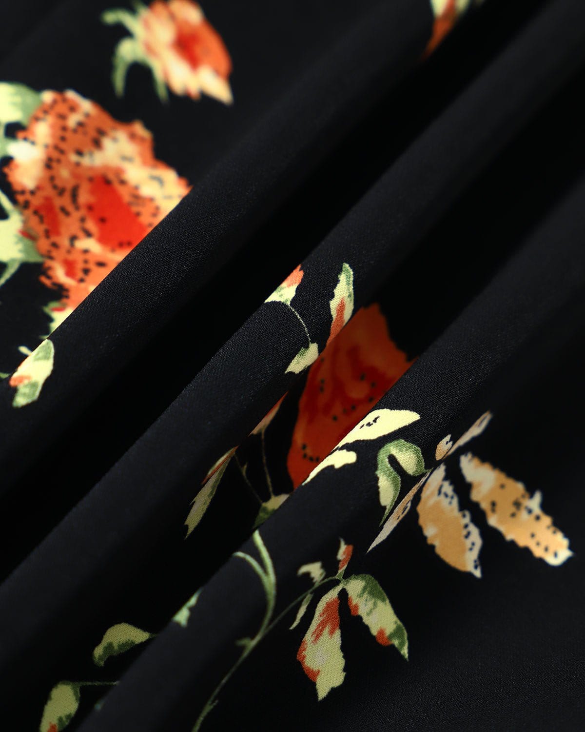 Astrid | Sort blomsterprint midikjole