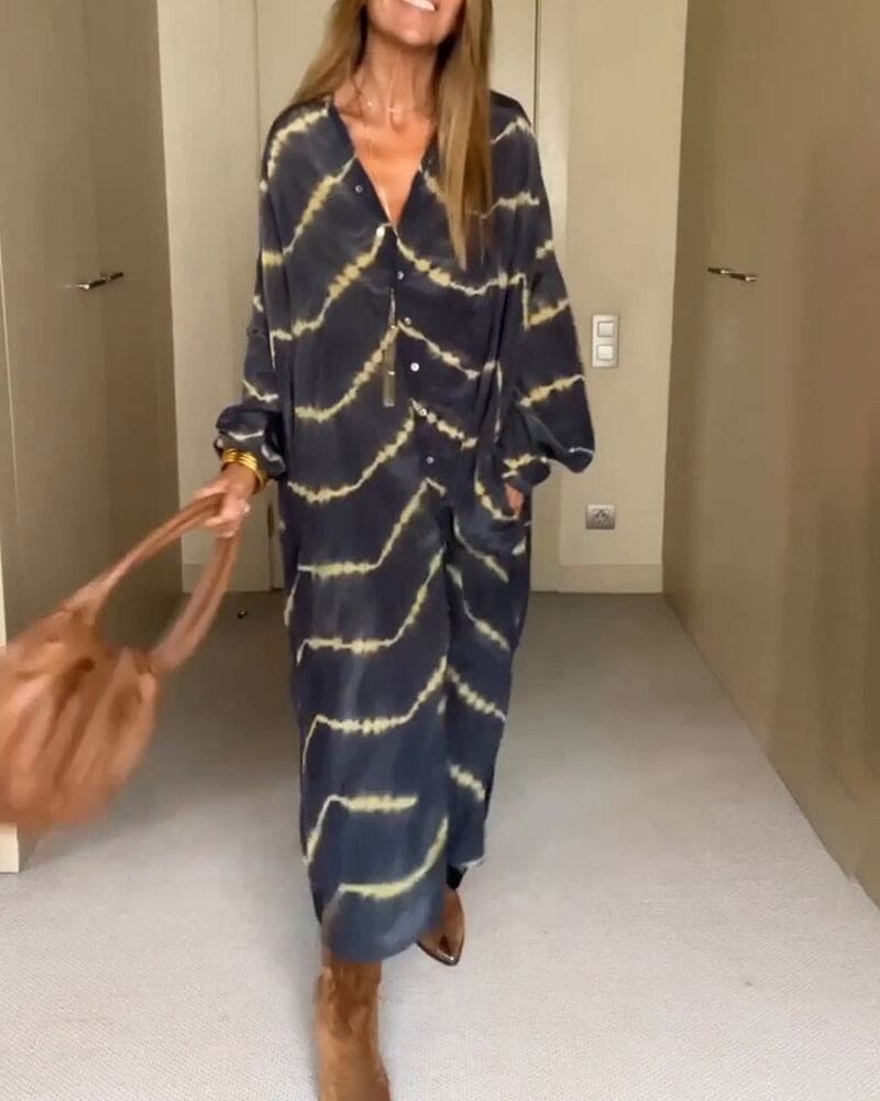 Isla | Sommer V-hals kjole med boho-print