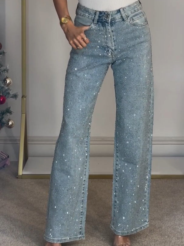 Alida - Højtaljede jeans med diamanter