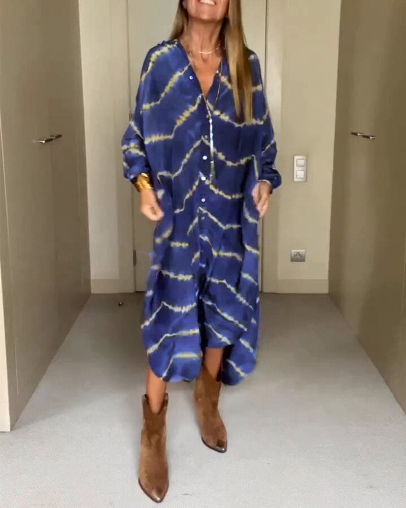 Isla | Sommer V-hals kjole med boho-print