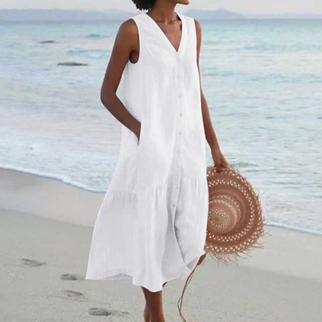 Maria | Off-shoulder midikjole med knap