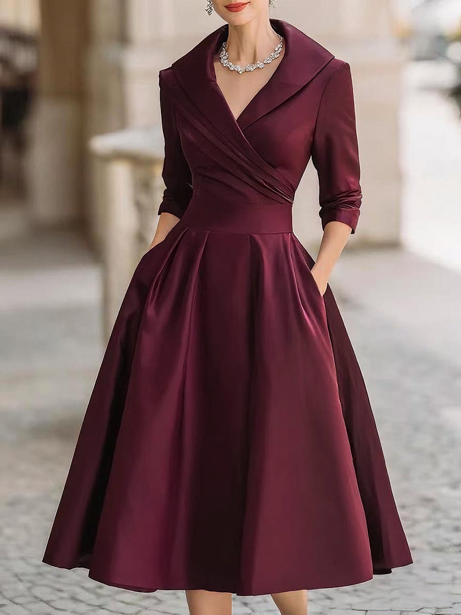 Thyra | Elegant Midikjole med Sjalskrave