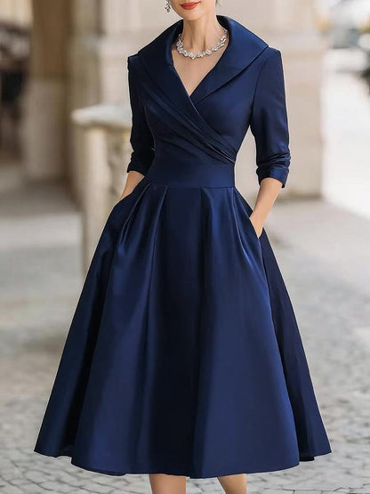 Thyra | Elegant Midikjole med Sjalskrave