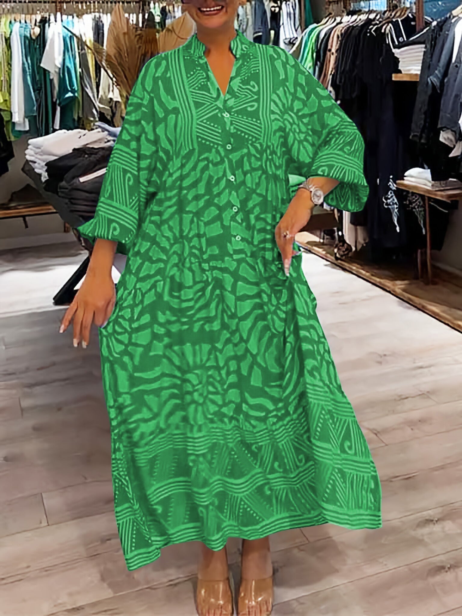Vilma | V-hals kjole med print