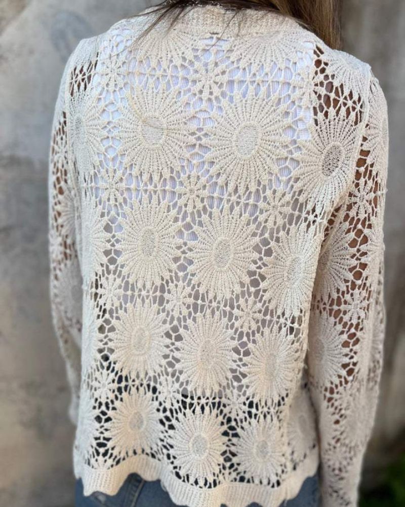 Tyra - Blomsterdesign Knap Cardigan