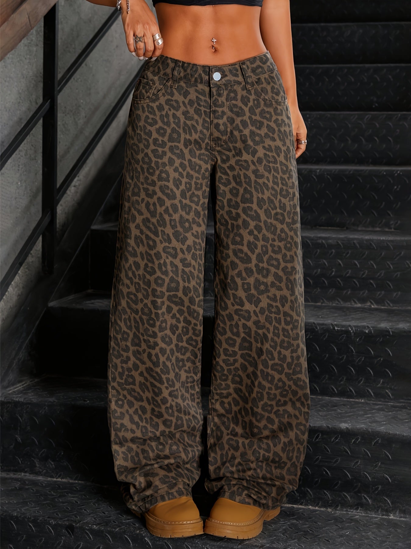 Vibse | Jeans med Leopardprint og Høj Talje