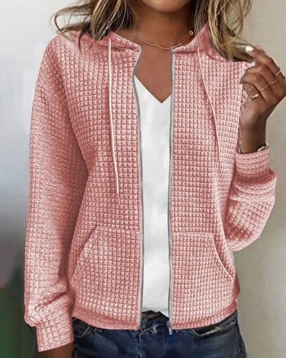 Sunna | Struktureret Hættetrøje med Lynlås