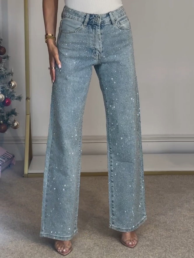 Alida - Højtaljede jeans med diamanter
