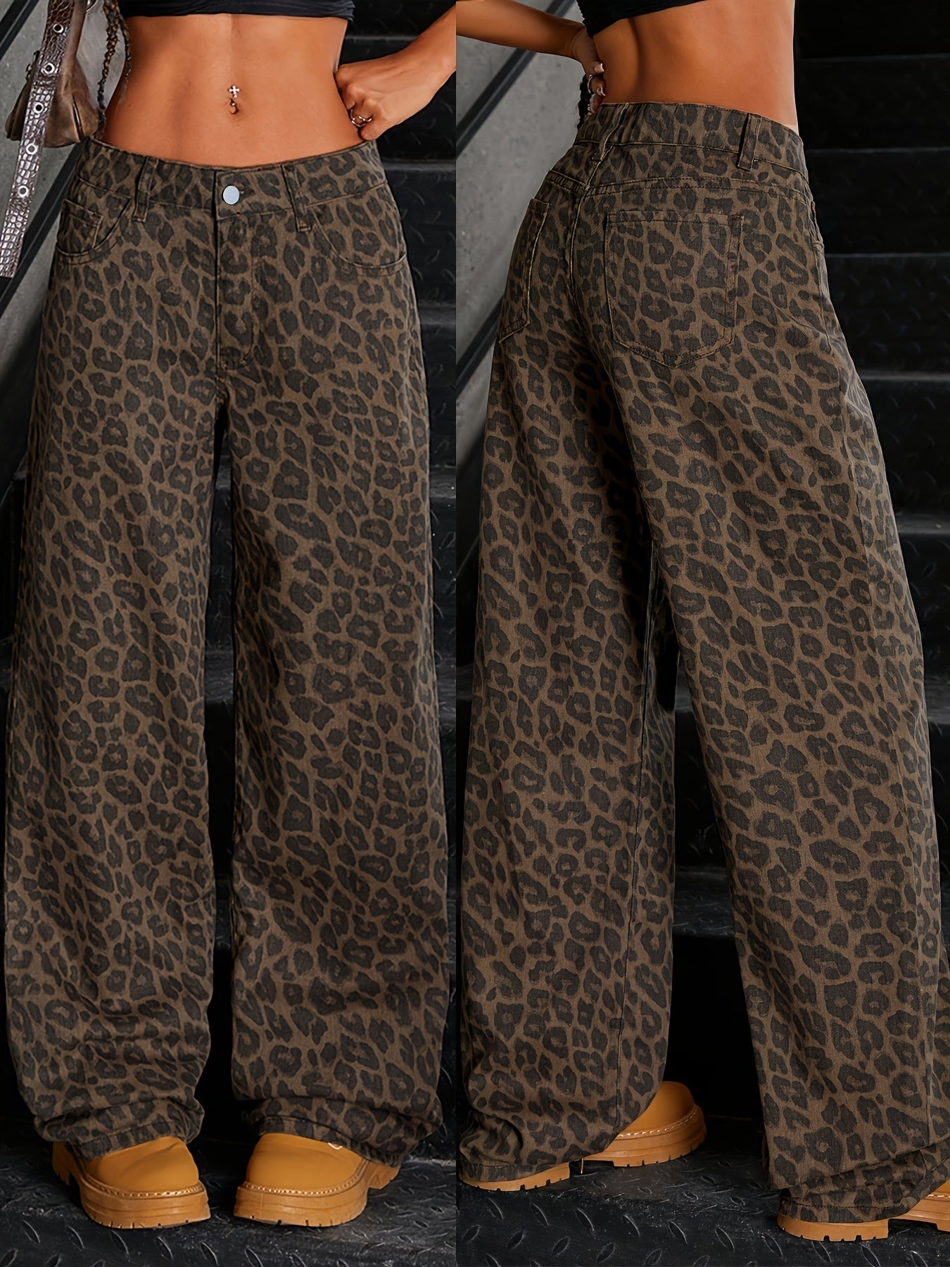 Vibse | Jeans med Leopardprint og Høj Talje