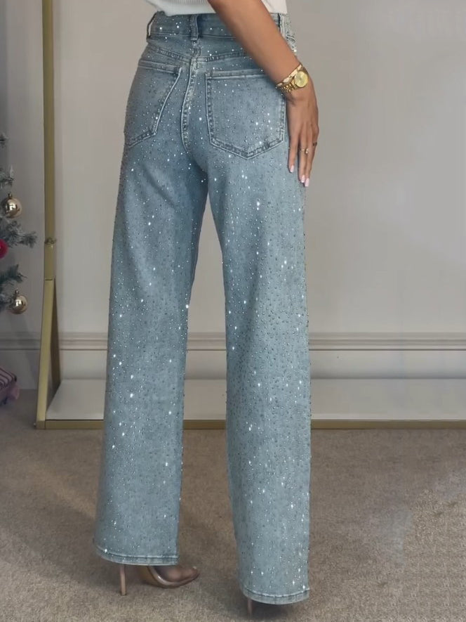 Alida - Højtaljede jeans med diamanter