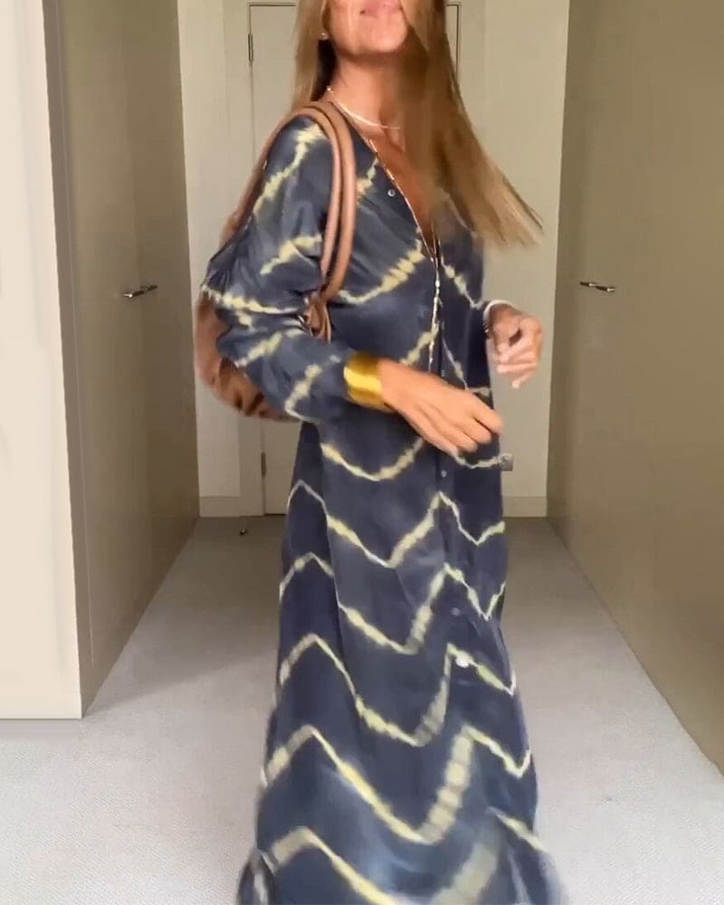Isla | Sommer V-hals kjole med boho-print