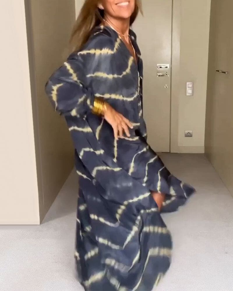 Isla | Sommer V-hals kjole med boho-print