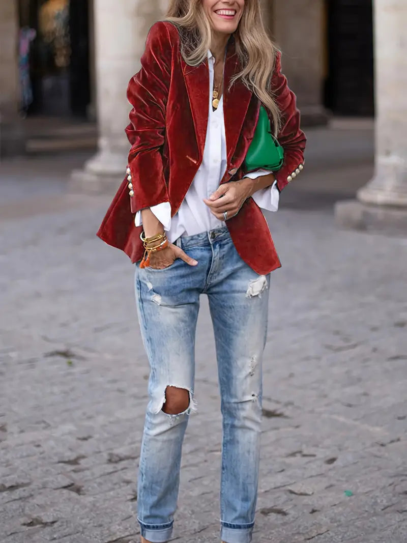 Carole | Elegant Velvet Blazer