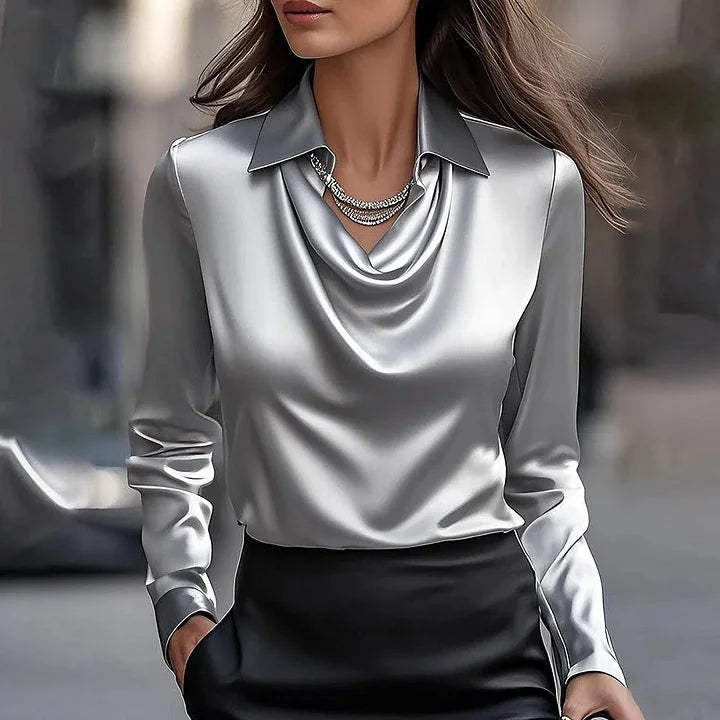 Naja | Bluse med Draperet Hals