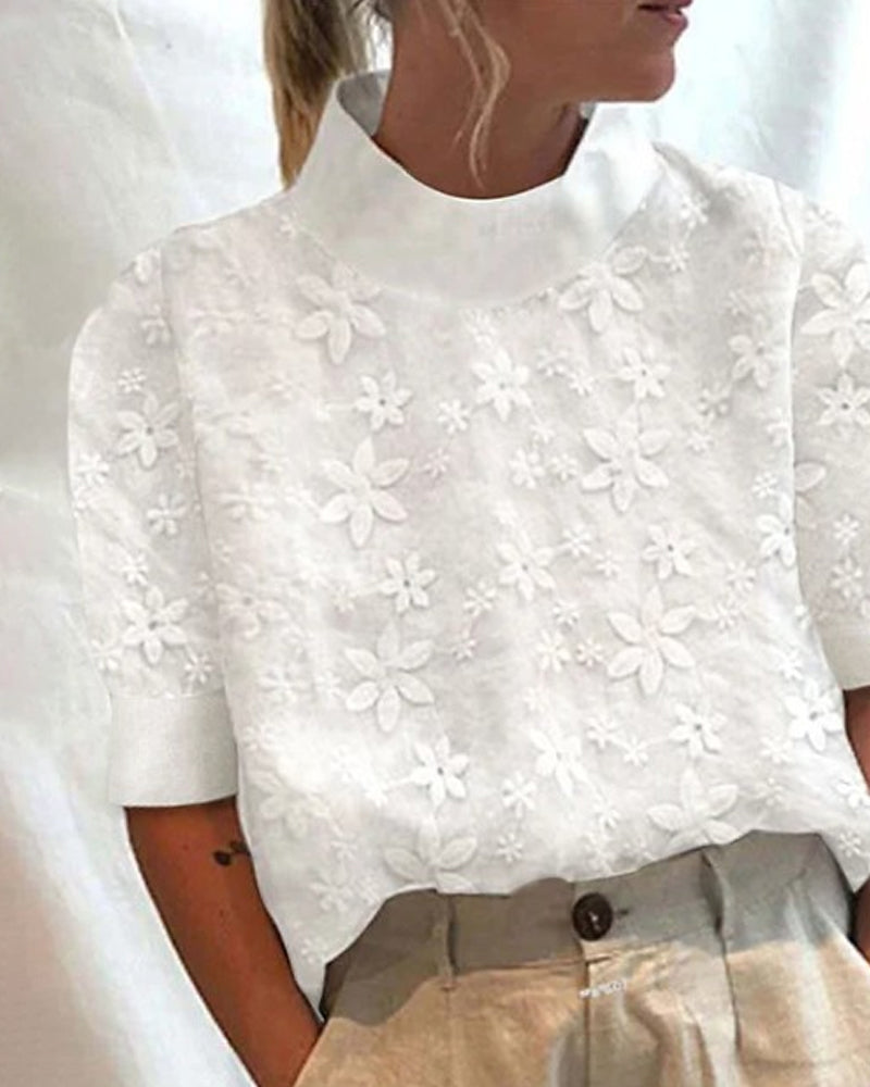 Helmi  | Broderet Skjorte med Ståkrave