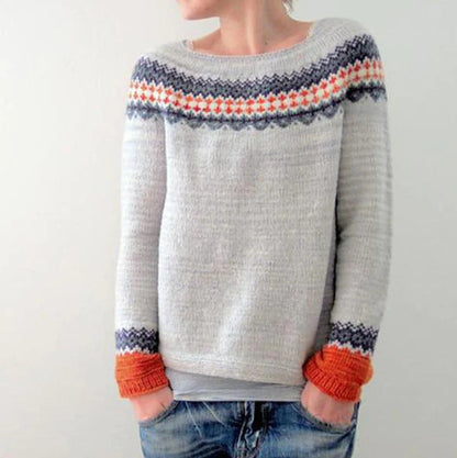 Gudrid | Sweater med Print og Rund Hals