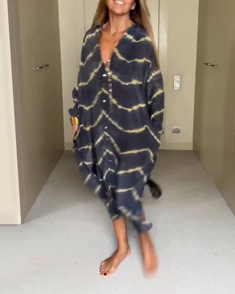 Isla | Sommer V-hals kjole med boho-print