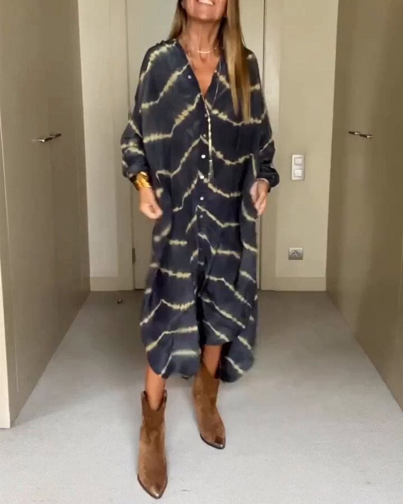 Isla | Sommer V-hals kjole med boho-print