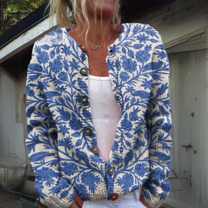 Ingelinn | Blomstret Knappet Strikcardigan