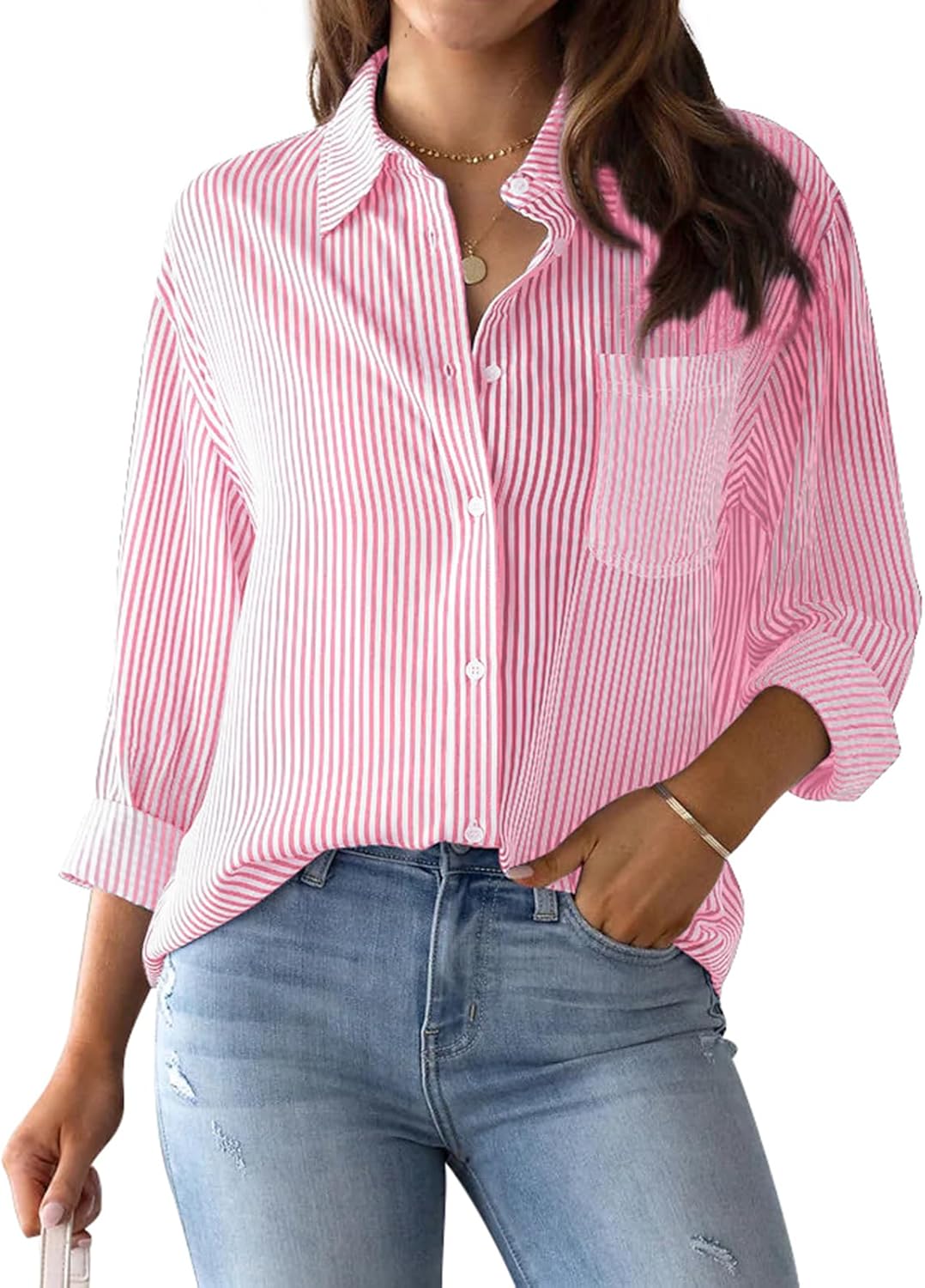 Gunnlilja | Stribet Knappet Bluse