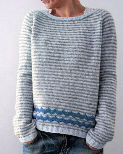 Gudrid | Sweater med Print og Rund Hals