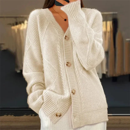 Helle | Cardigan med Knapper og V-Hals