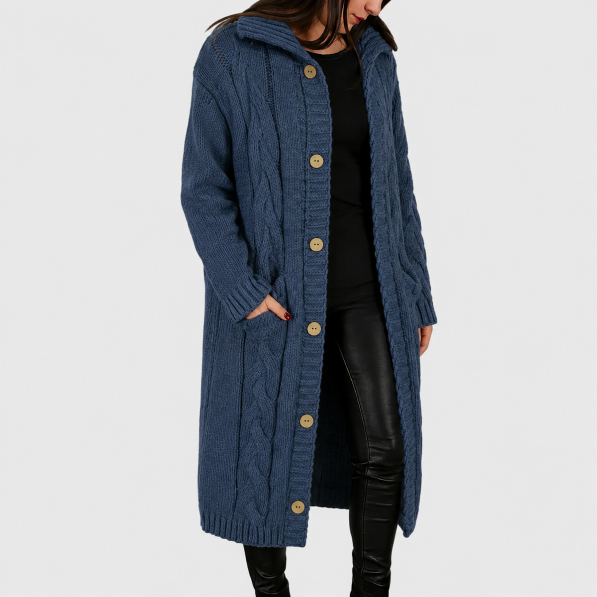 Vanja | Kabelstrikket Cardigan med Hætte