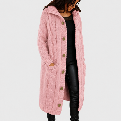 Vanja | Kabelstrikket Cardigan med Hætte