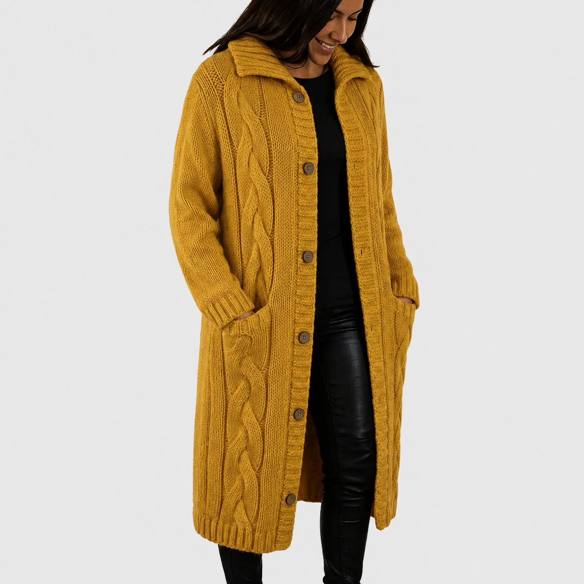 Vanja | Kabelstrikket Cardigan med Hætte