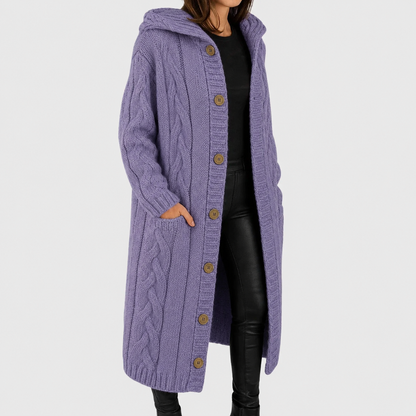 Vanja | Kabelstrikket Cardigan med Hætte
