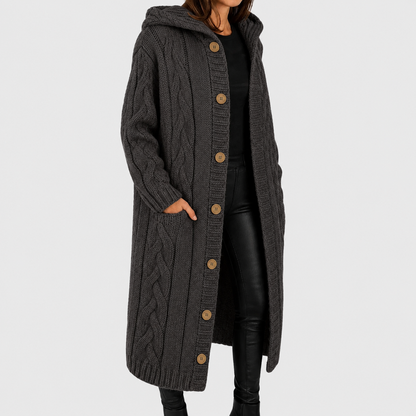 Vanja | Kabelstrikket Cardigan med Hætte