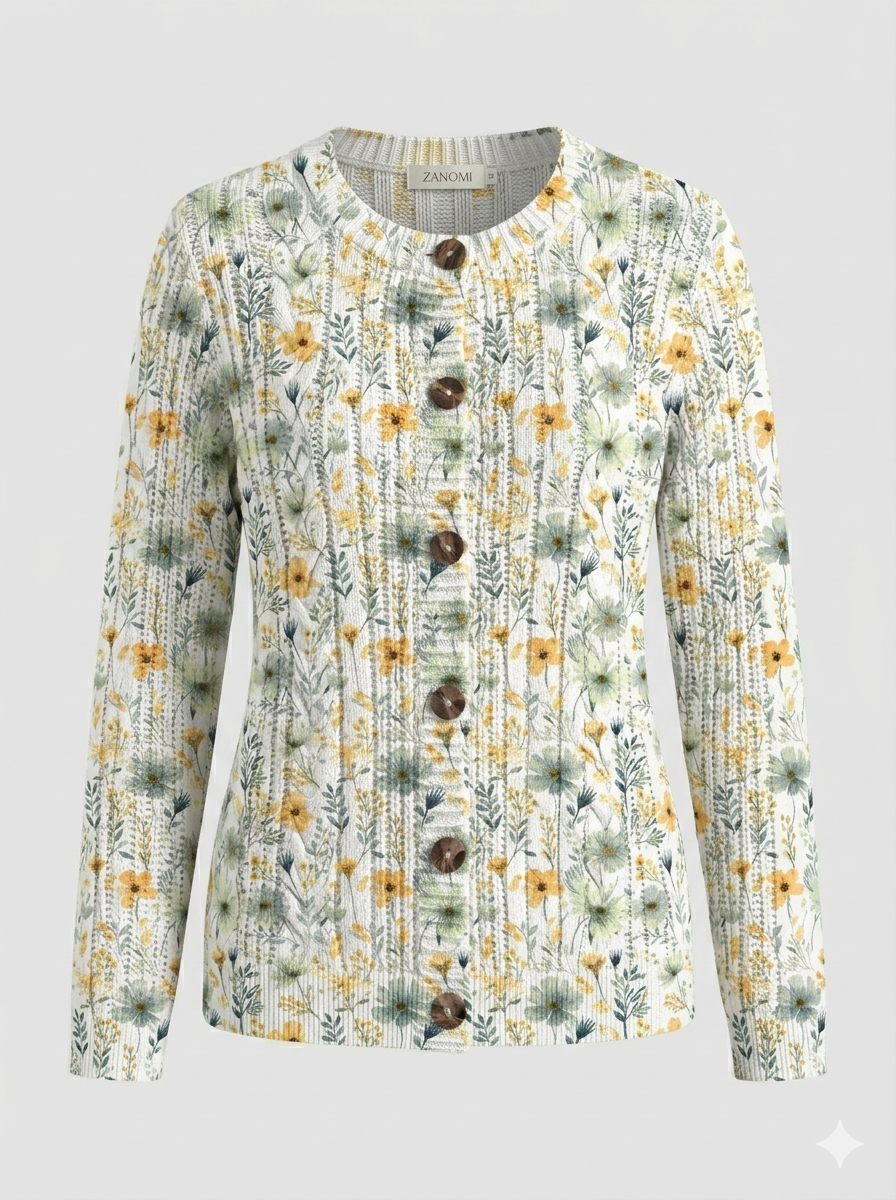 Ingelinn | Blomstret Knappet Strikcardigan