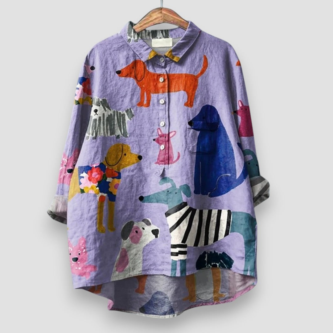 Mina | Kvindelig chemise med hundemotiv