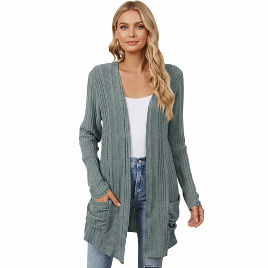 Gjertrud | Lang Cardigan med Lommer