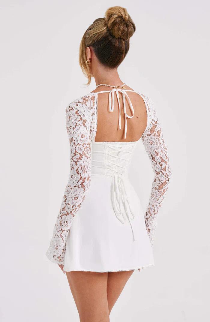 Zara | Elegant hvid blondekjole