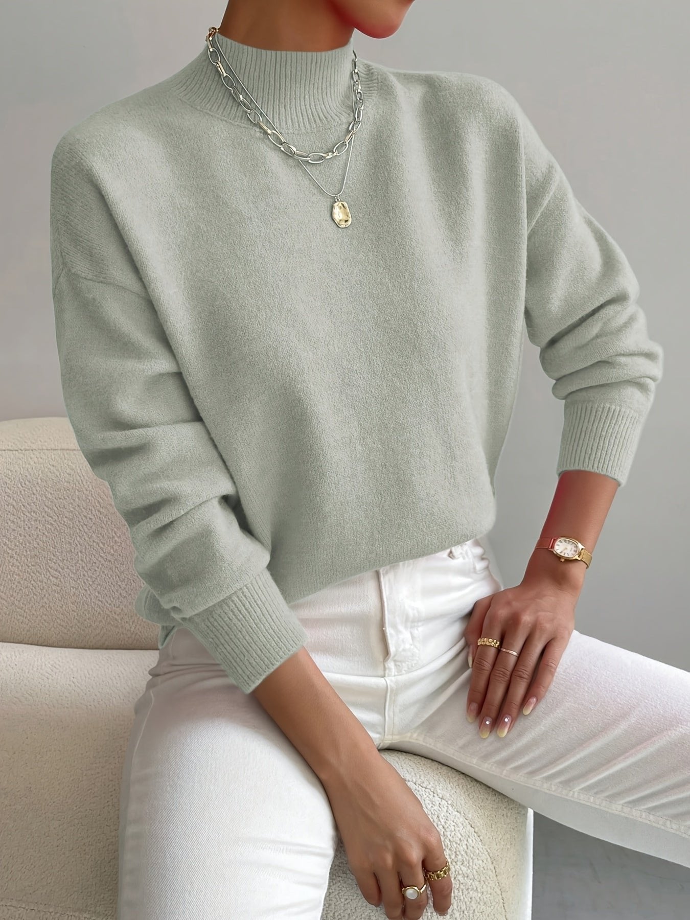 Gunnlaug | Afslappet Sweater med Høj Hals