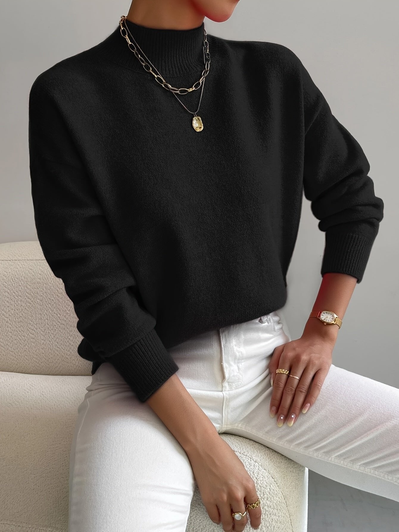 Gunnlaug | Afslappet Sweater med Høj Hals