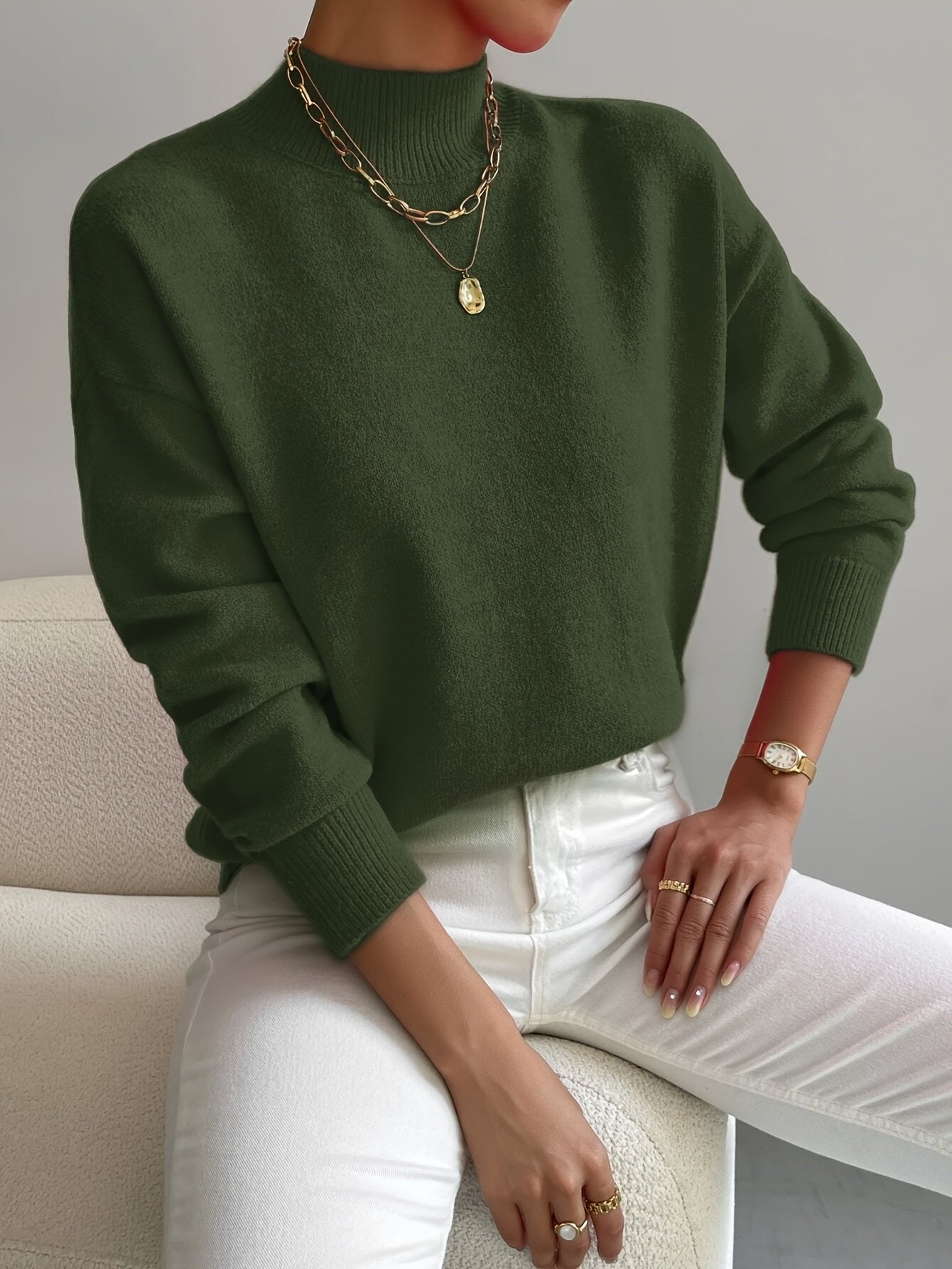 Gunnlaug | Afslappet Sweater med Høj Hals