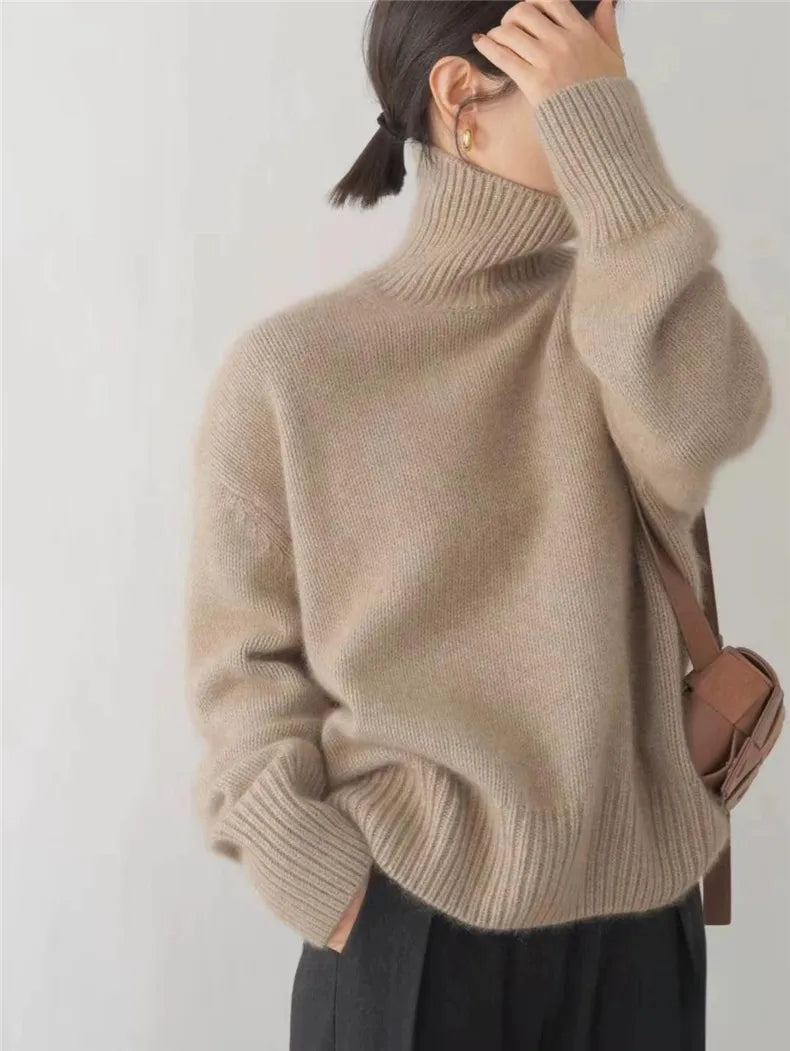 Ingerid | Løs Sweater med Rullekrave